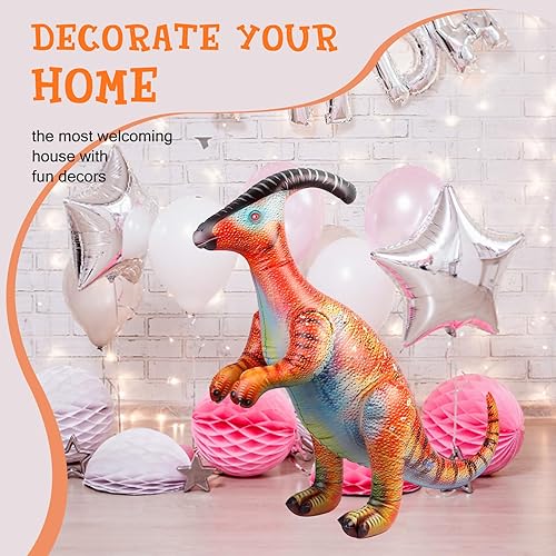 Miniatura 5 de Juguete inflable de fiesta de dinosaurios de 34 pulgadas, detalles realistas, material de vinilo duradero para niños y adultos, ideal para