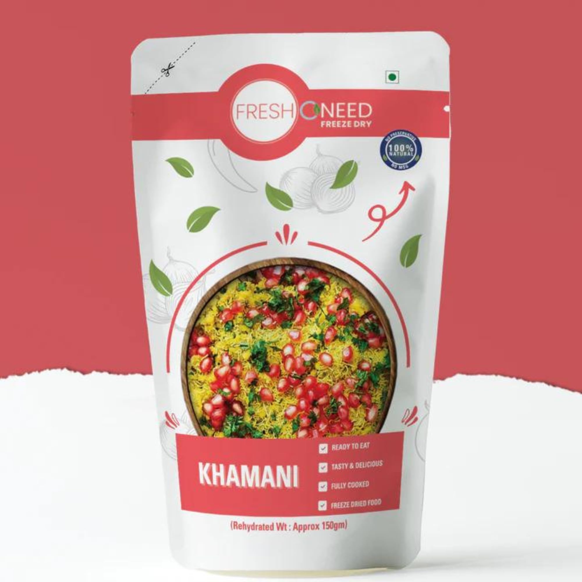 FreshOneed Khamni | After Cooking Yields 150g | Single Serving Each | Soft & Spicy Gujarati Snack | 100% Natural | No Preservatives | No Chemicals | Freeze Dried Food