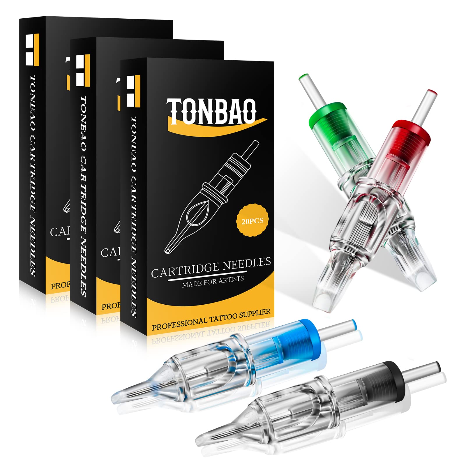 Cartridges Needles - Tonbao Pack of 60 Mixed Cartridge Needles 3RL 5RL 7RL 9RL 5RS 7RS 9RS 5M1 7M1 9M1 7RM 9RM Round Liner Shader Magnum for Machine Pen (#12)…