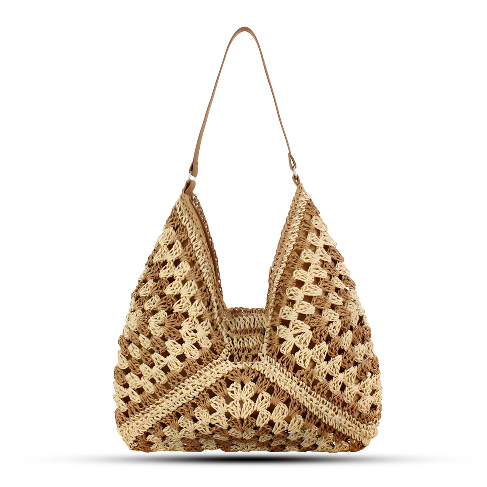 abcmilz Summer Straw Beach Tote Bag for Women Large Handmade Woven Shoulder Bag Handbags Purse for Travel Vacation Shopping — view 7