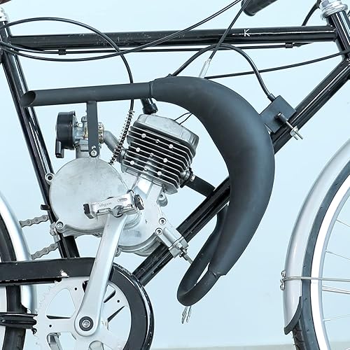 Miniatura 2 de YOXUFA Tubo de escape de cámara de expansión cromada Silenciador Clip Tensor de cadena Conjunto de ajustador para 49cc 50cc 66cc 80cc 100cc 2-Stroke