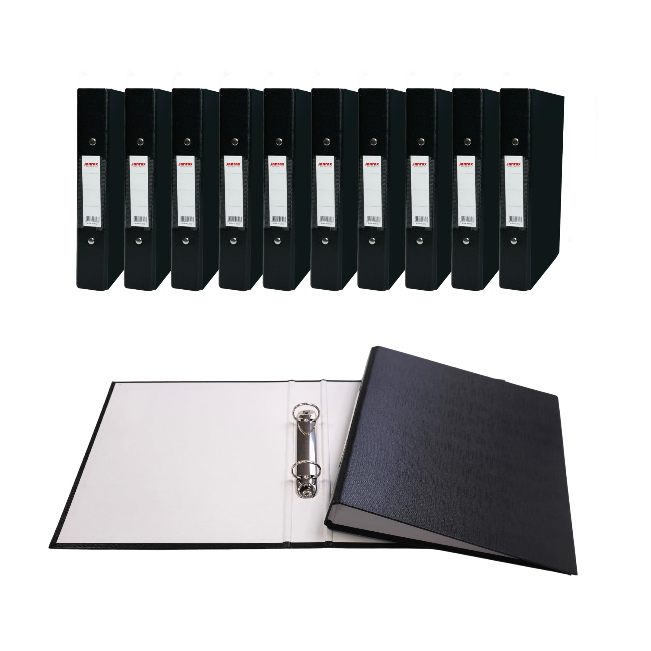 Pack of 5 A5 Small Black Paper Over Board Ring Binders by Janrax
