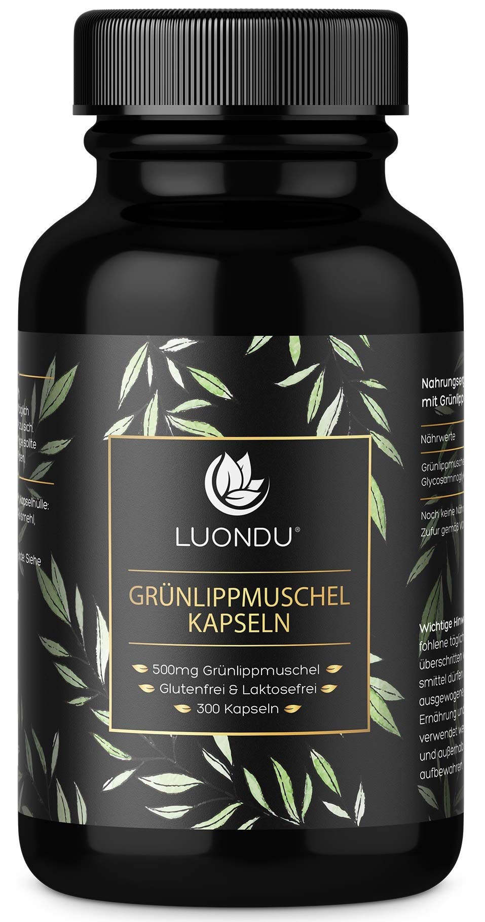 Grünlippmuschel Kapseln hochdosiert: 1500mg Grünlippmuschel Pulver aus Neuseeland pro Tagesdosis - 300 Kapseln I Ohne jegliche Zusatzstoffe + Glycosaminoglykane - Verpackung kann variieren