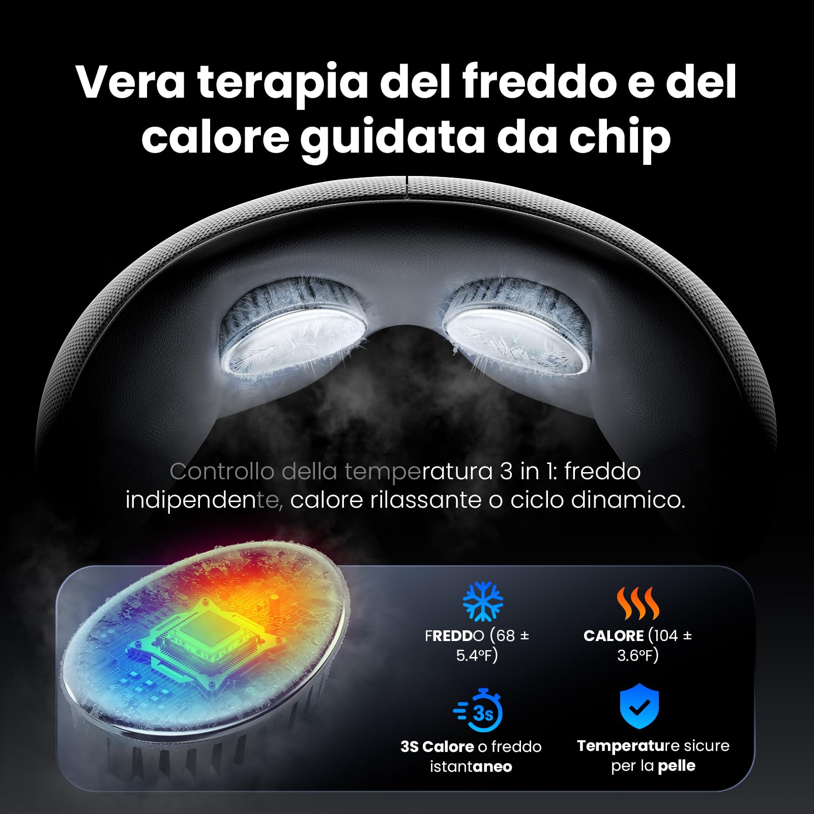 BOB AND BRAD EYEFLOW Massaggiatore occhi con Caldo e Freddo, Maschera per Occhi a Compressione Fredda a Semiconduttore per Sollievo da Emicrania, Occhi Secchi e Occhiaie, Regalo Uomo Donna