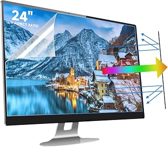 24 Inch Anti Blue Light Screen Protector for Standard or Curved, Eye Protection Anti Glare Screen Protector for 24 Sceptre/LG/Dell/HP/Acer/ViewSonic/ASUS/Aoc/Samsung Monitor with 169 Aspect Ratio