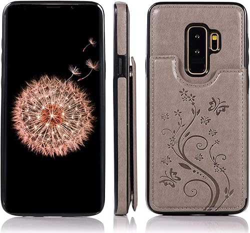 Miniatura 10 de Funda de teléfono para Samsung Galaxy S9 Plus con protector de pantalla de vidrio templado, tarjetero y soporte para tarjetero, soporte para celular