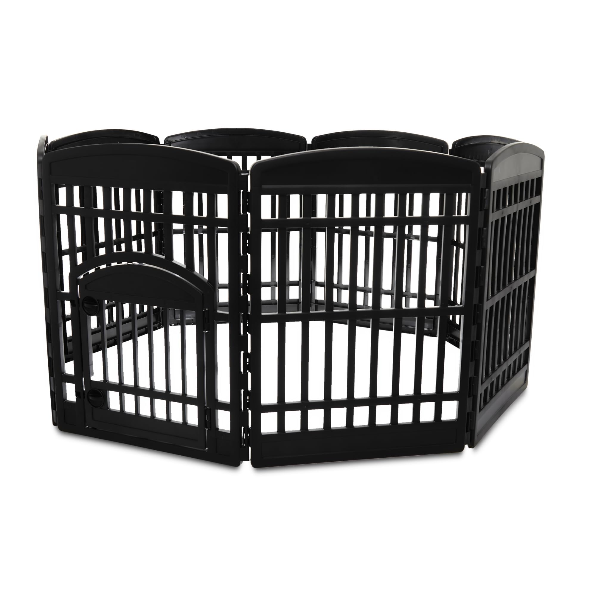 Iris Ohyama Parque para Perros con 8 Paneles, H90cm, Negro, Puerta Cerradura, Jaula Gatos, Vallas, Corralito, para para Interiores, Exteriores, Conejo, Cercado, Corral Perro, Mascotas, CI-908