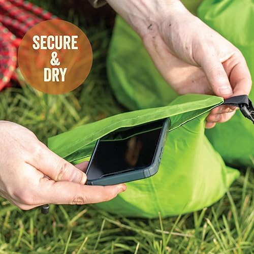 Miniatura 4 de Milestone Camping Bolsas secas impermeables, bolsa individual o juego de 3, se enrollan de cerca, diseño verde brillante o naranja fácil de