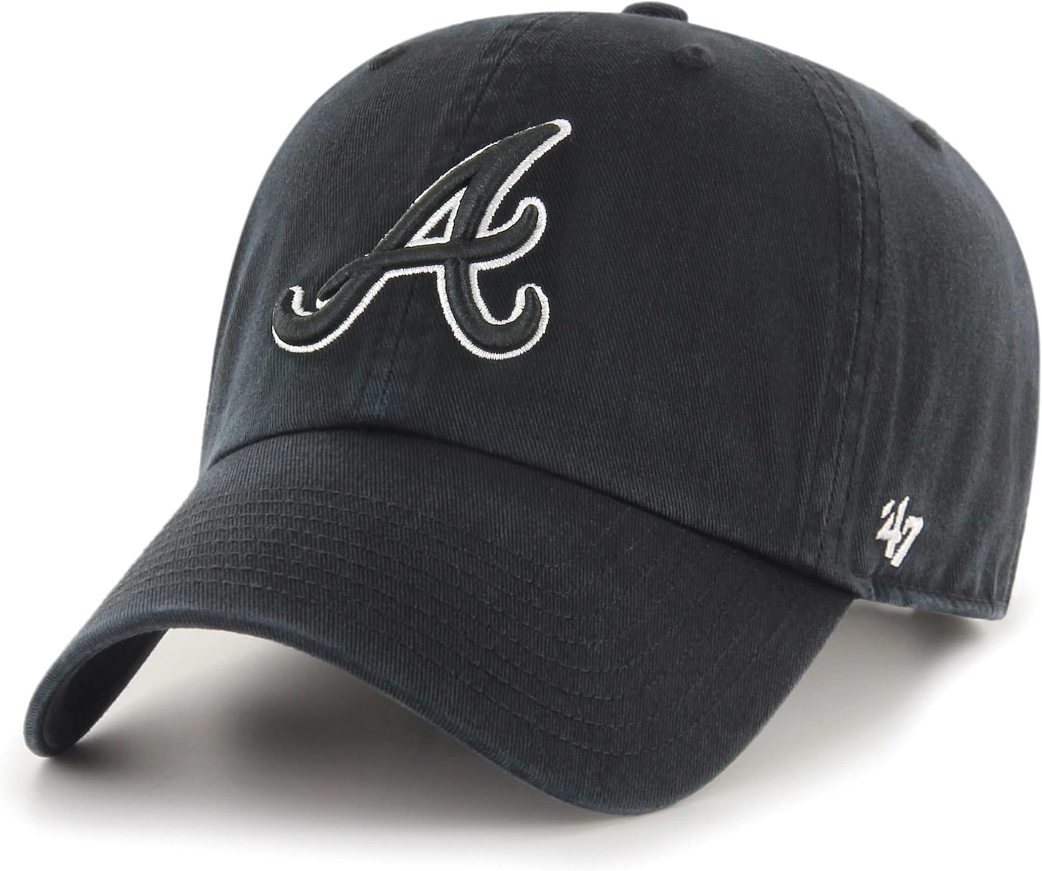 Atlanta Braves Black Outline Clean Up Adjustable Hat, Adult One Size Fits All