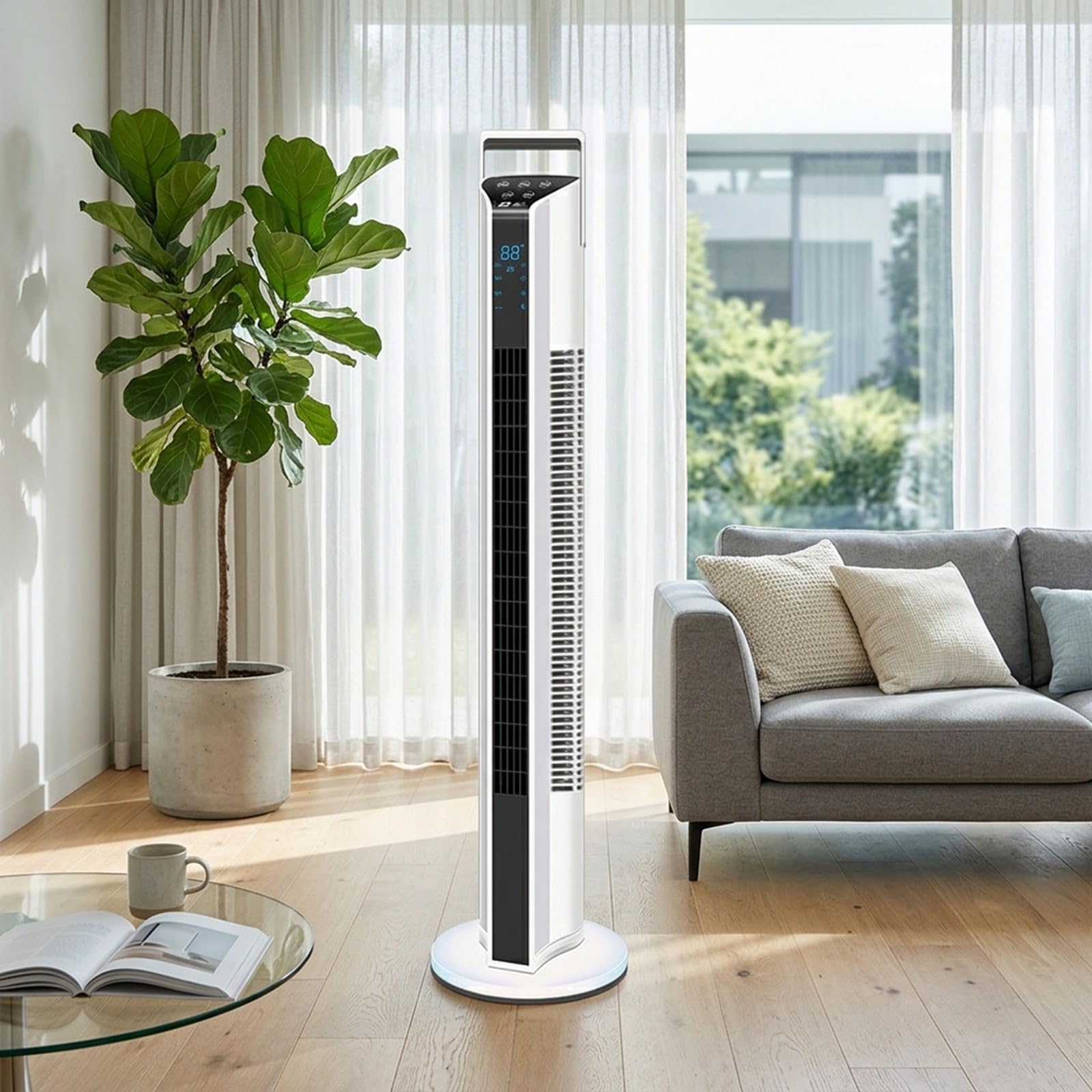Générique Climatiseur Mobile Rafraichisseur D'Air Silencieux Ventilation Climatiseur Mobile sans éVacuation Conception Ultra Silencieuse Refroidisseur D’Air Pour la Maison Cuisine et le Bureau
