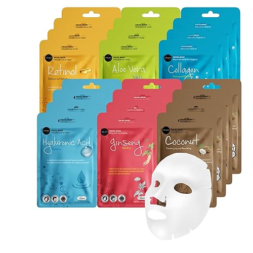 Celavi Essence - Paquete variado de mascarillas faciales de hojas hidratantes, mascarillas coreanas para el cuidado de la piel, paquete mezclado de