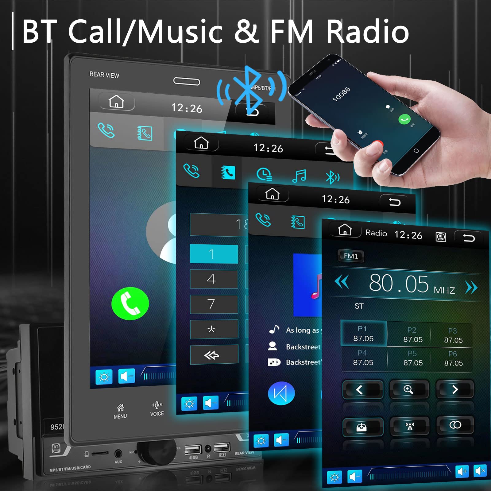 Buy Apple Carplay Double Din Vertical Car Stereo with Voice Control, Rimoody 9.5 Inch Vertical