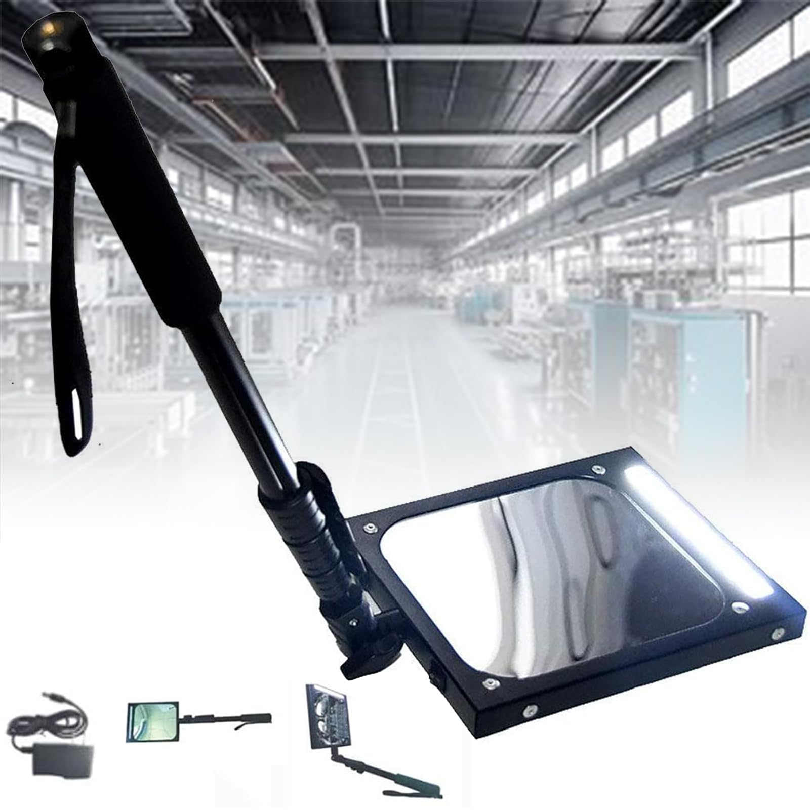 YNIYUJKL Under Vehicle Inspection Mirror, Under Vehicle Inspection Mirror With Led Light, Portable Vehicle Security Tool, Square Vehicle Security Mirror For Workshops, Mechan