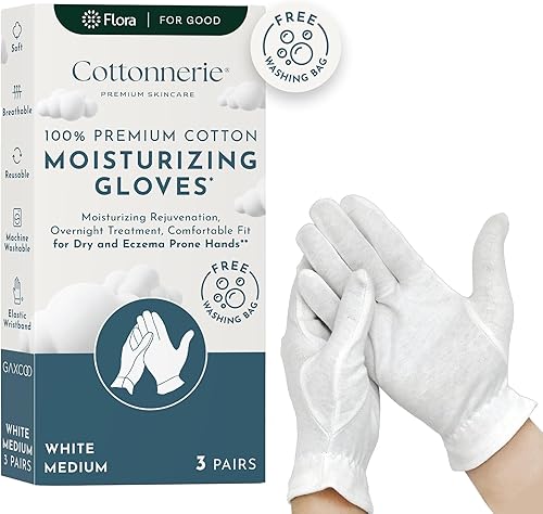 Guantes de algodón blanco hidratantes para dormir durante la noche Calidad de tela premium Eczema seco sensible piel irritada Pulsera segura para