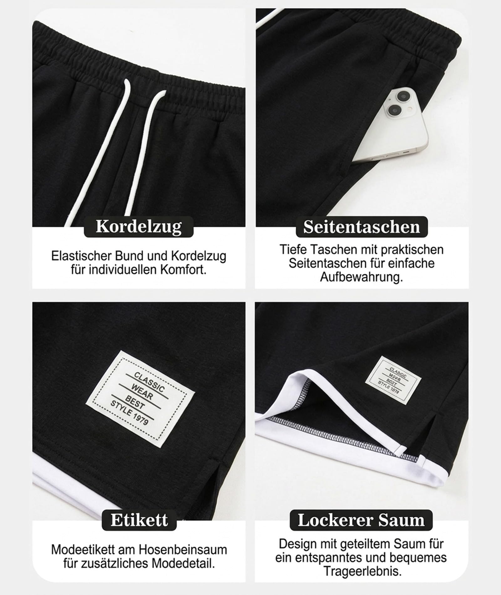 Ekaliy Elainone Ensemble d'été pour homme - T-shirt à manches courtes et short - 2 pièces - Sans plis - Avec bloc de couleurs - Combinaison de loisirs pour le quotidien et les vacances - 3