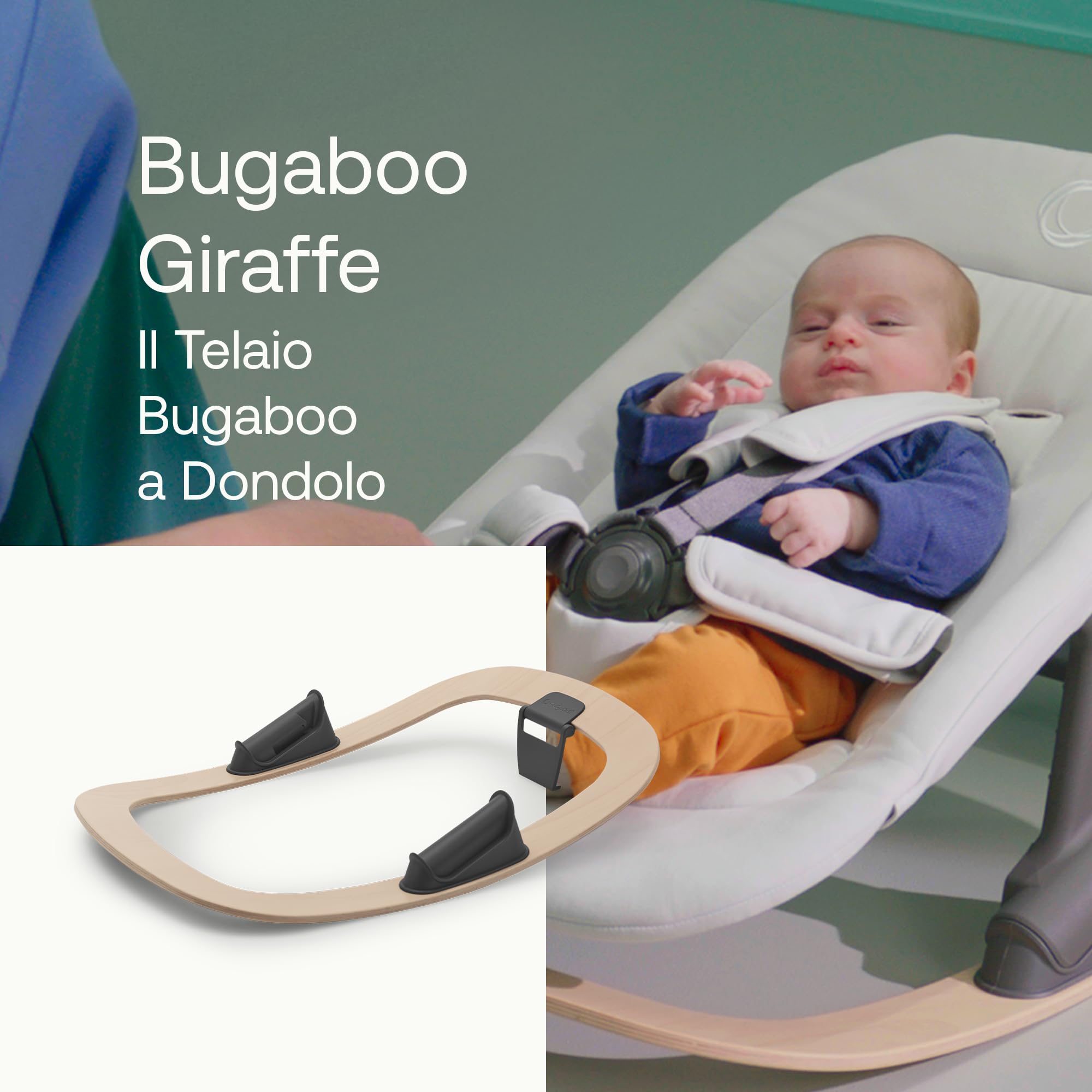 Bugaboo Giraffe Telaio a Dondolo Compatibile con il Set Neonato della Sedia Evolutiva Giraffe, Design Ergonomico, Elegante, Super Leggero, Realizzato in Legno di Faggio Certificato, Naturale