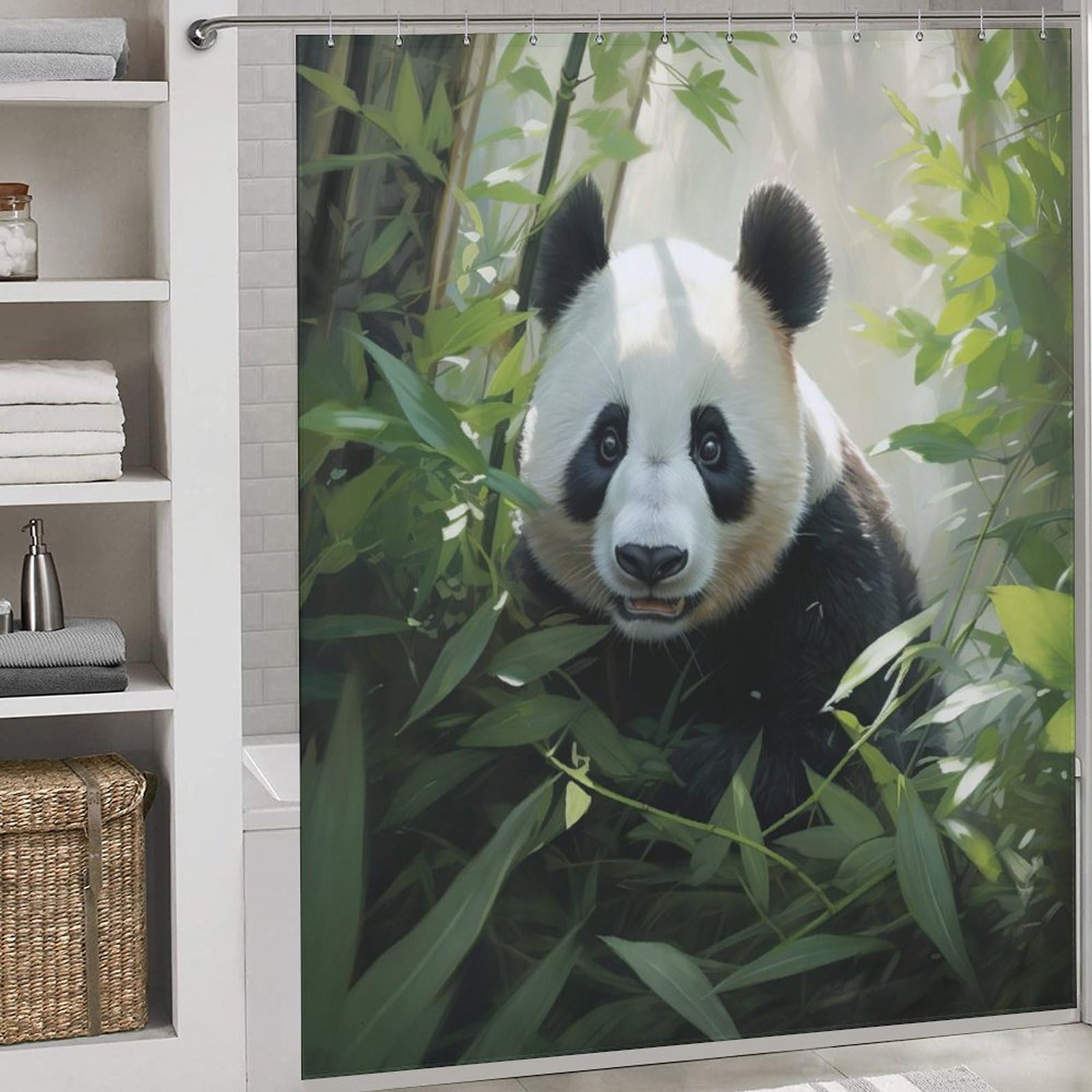Rideau de douche panda pour créer une ambiance zen dans le bain