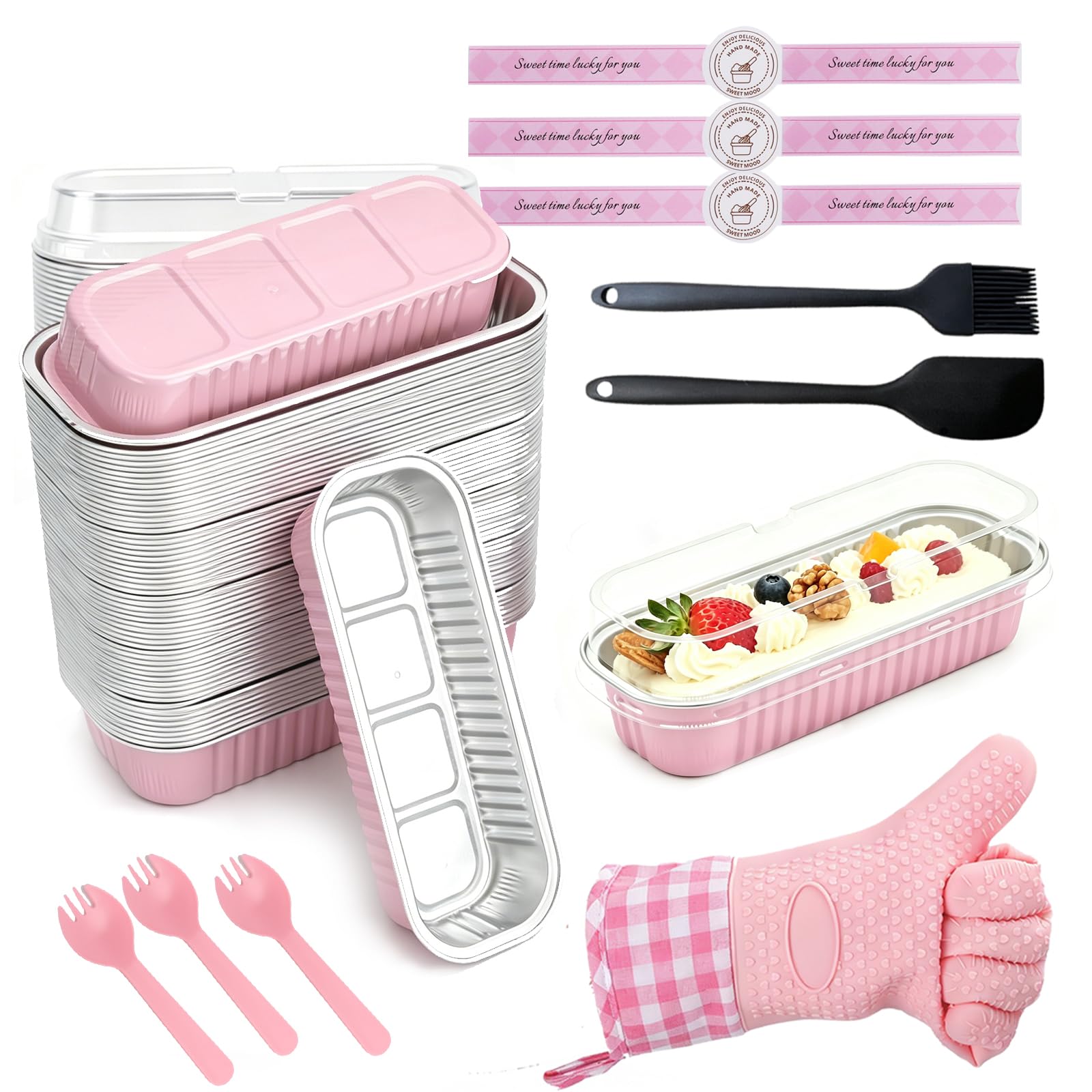 LINMAGCO 50 Pcs Mini Loaf Baking Pans Rectangular Aluminum Foil Baking Pans