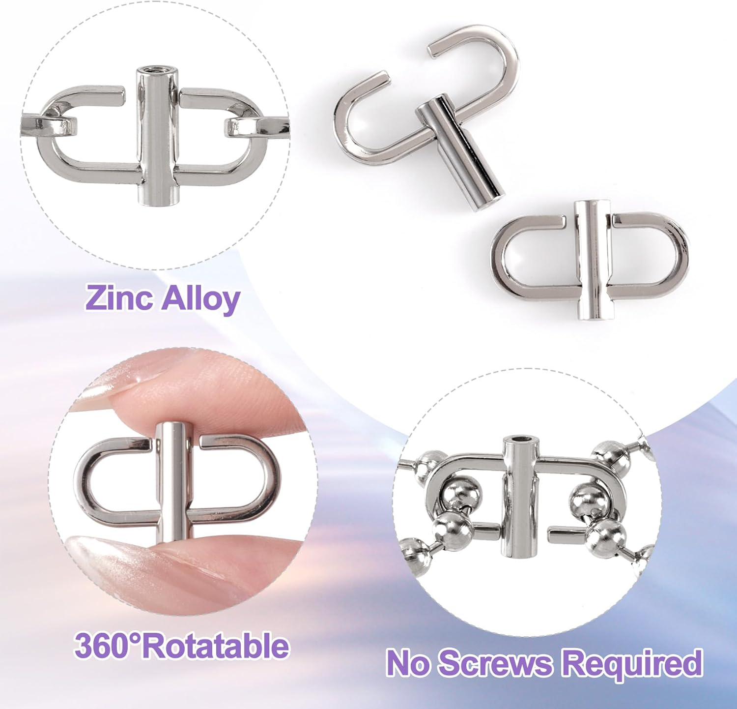 Adjustable Chain Strap Shortener, 360 Rotatable Necklace Shortener Clasp, Strap Adjuster for Purse Necklace Chain - Image 4