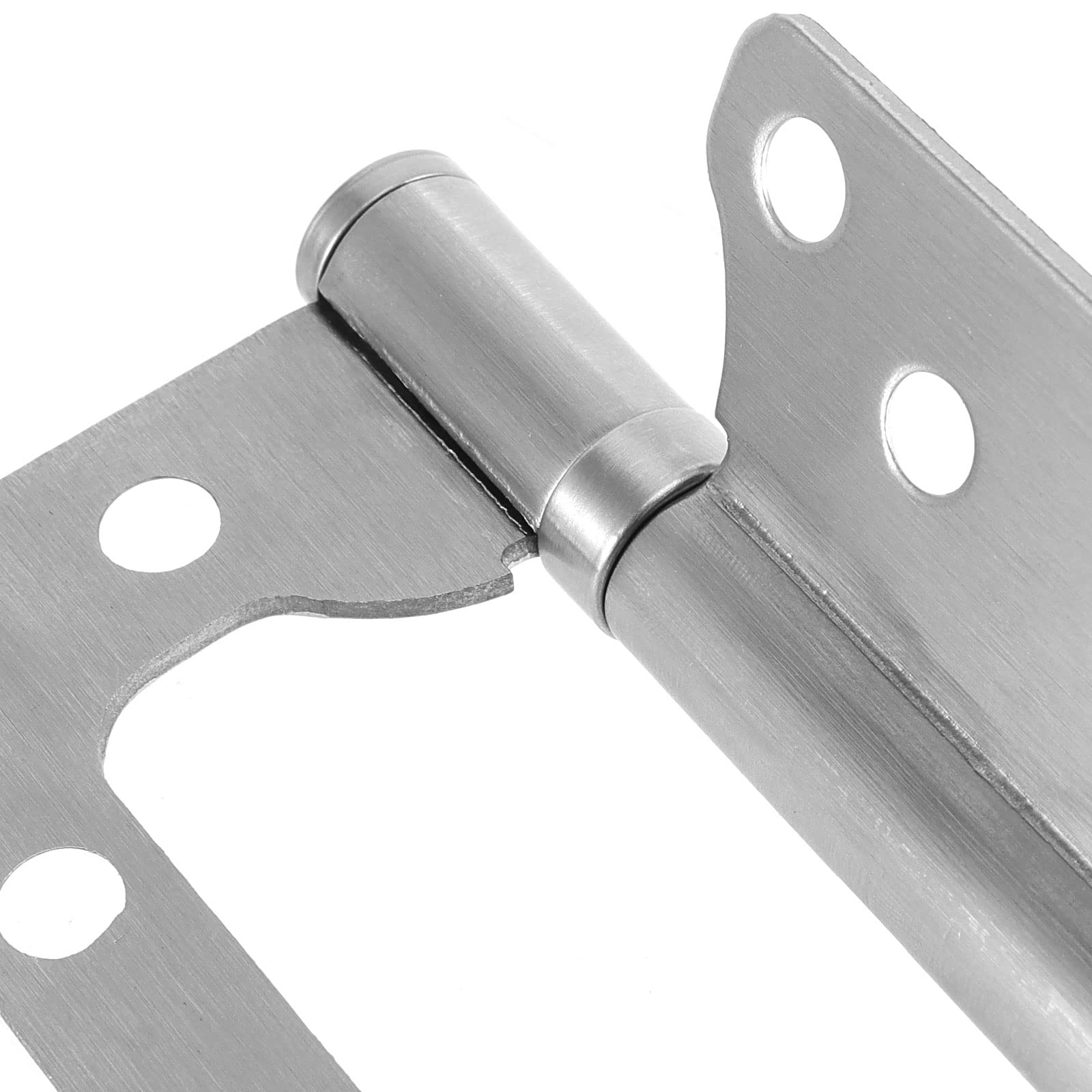 ZOENHOU 16 Stück 10,2 x 7,6 cm Türscharniere ohne Einstecken, strapazierfähig, gebürstetes Nickel, bündige Türscharniere, Edelstahl-Türscharniere Beschläge mit Schrauben, Silber