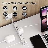 Vista 2 de Regleta de Enchufes de 6 Pies con Protector contra Sobretensiones - Cable de Extensión Yintar con 6 Tomas de CA y 3 Puertos USB para Hogar, Oficina