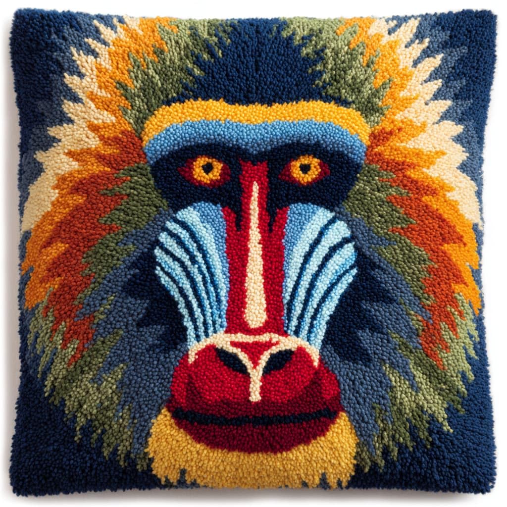 WallustrioaW Latch Hook Kits Pillow,Animals Monkey