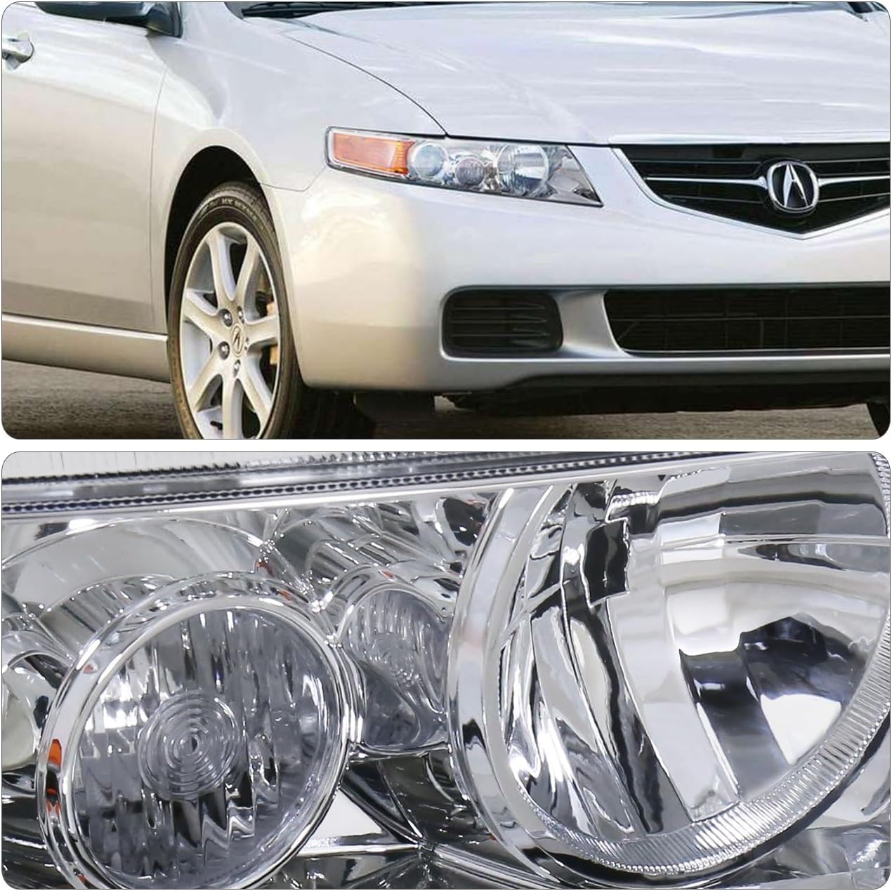 AJP Distributors for Acura TSX CL9 Projector Headlights Head Lights Lamps Upgrade Replacement Set 2004 2005 2006 2007 2008 04 05 06 07 08(Chrome Housing Clear Lens Amber Reflector)