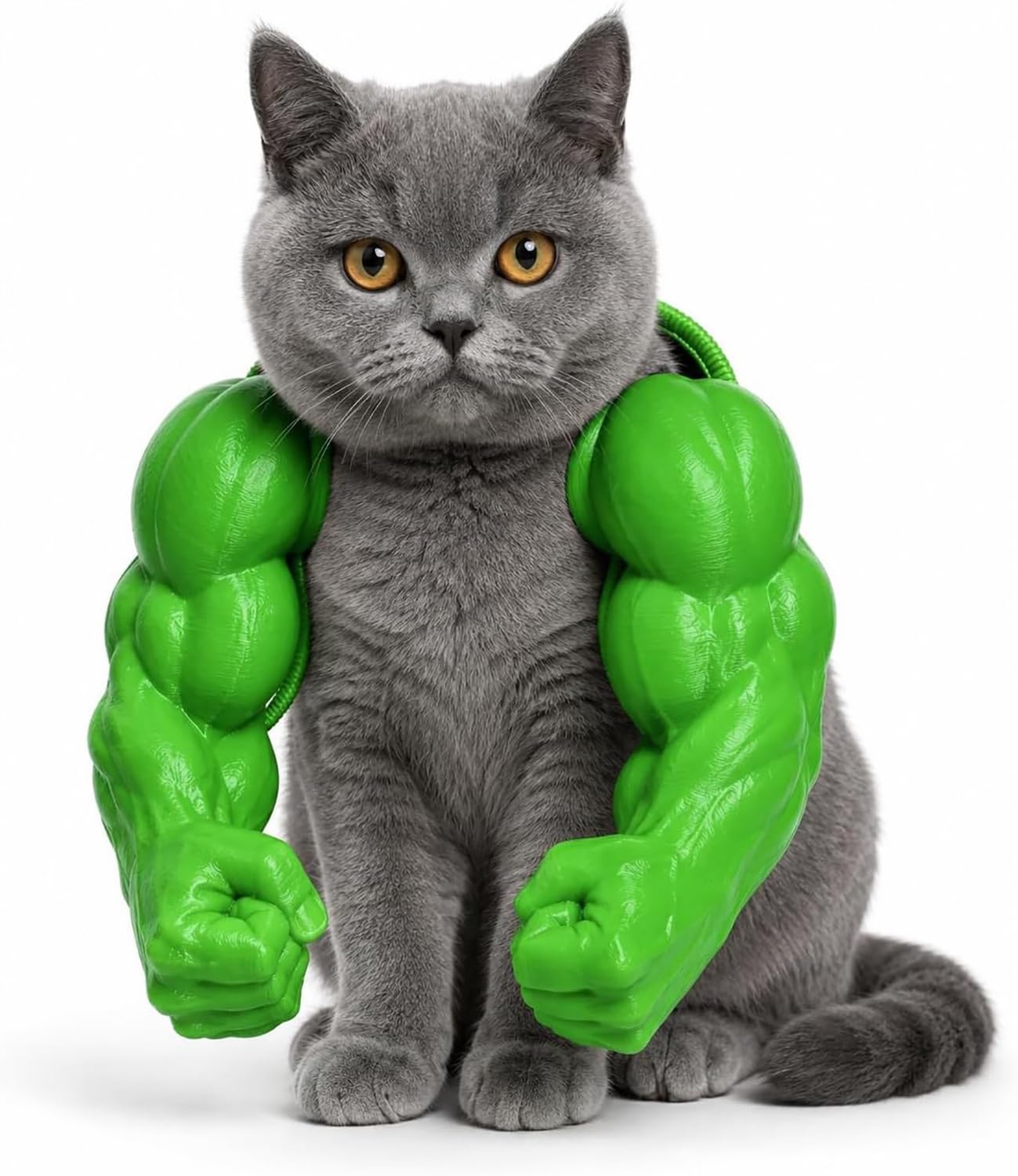 AFGQIANG Cat Muscles Arms,Muscle Arms for Cats,Comfortable Pet Shoulder Attachment for Feline Cosplay, Lightweight Toy, Pet Accessory (Green)