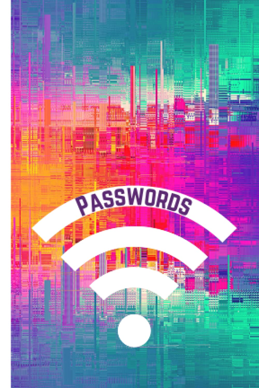 Internet Password Organizer: A Small Login and Password Logbook with Pink and Green Cityscape Design