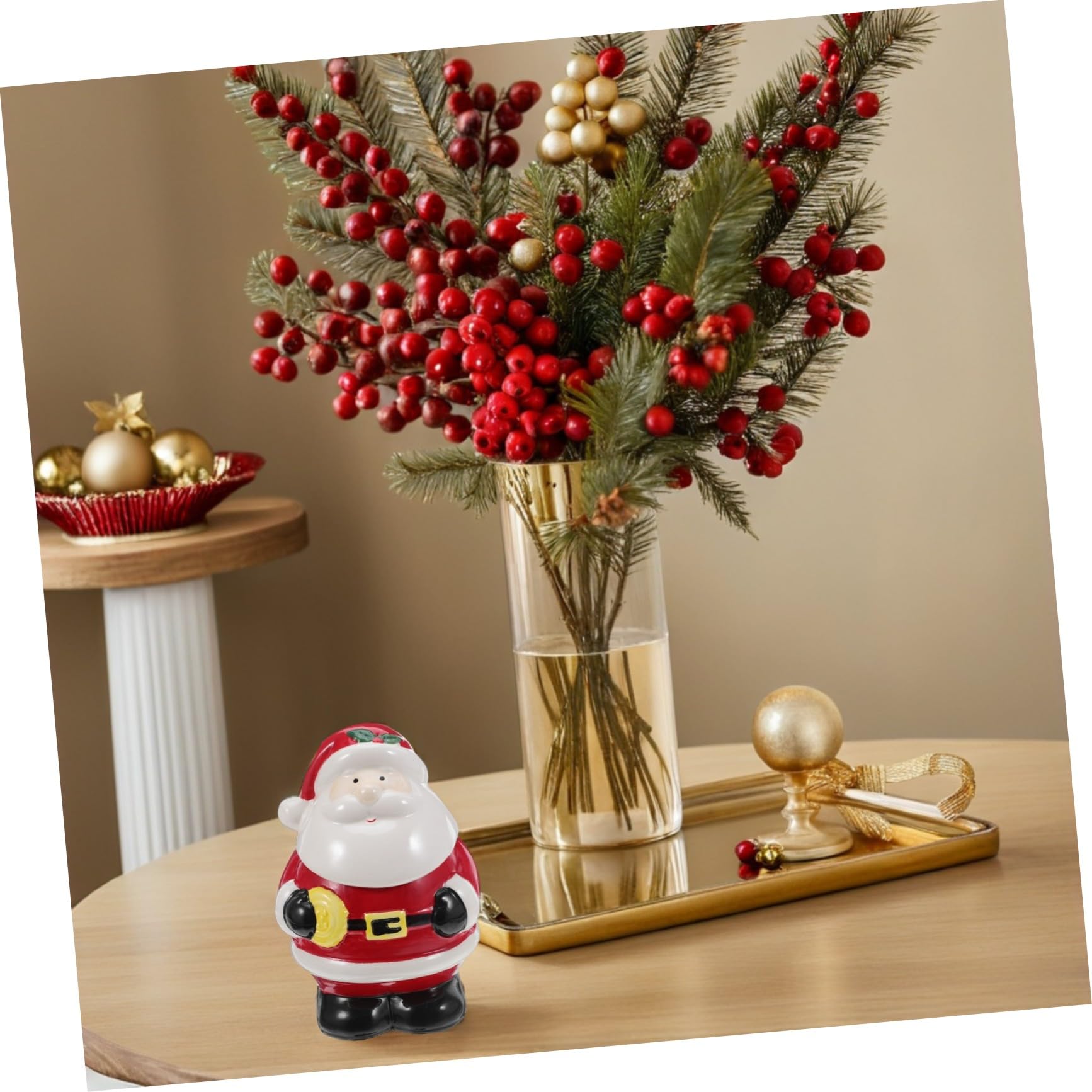 GLEAVI Boîte à Biscuits de Noël Céramique Motif Père Noël pour Bonbons et Chocolats pour Décoration de Fêtes Rangement