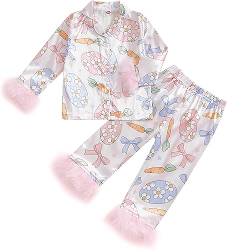Afunbaby Toddler Baby Girl Boy Silk Satin Pajamas Set Button Down Pjs Kids Long 