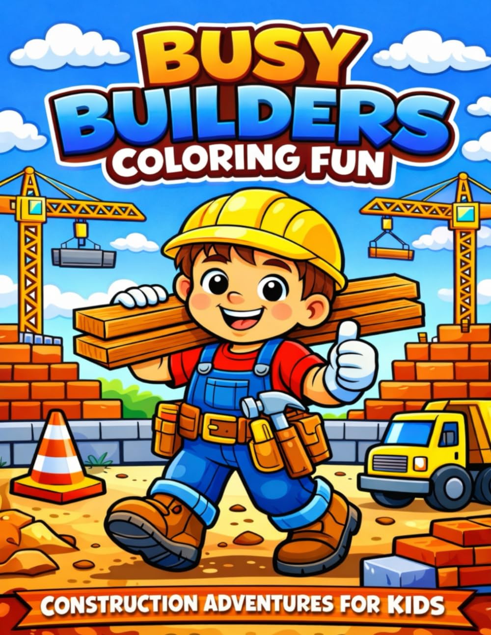 Busy Builders Coloring Book: Fun Construction-Themed Coloring Pages for Kids to Enjoy Creative Play and Learning