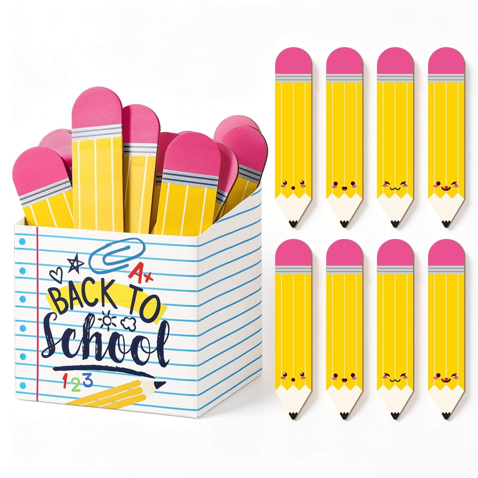 AnyDesign 51 x Namens-Sticks für den Schulanfang, mit Notizbuchhalter, Cartoon-Bleistift, sprechend, Namens-Sticks für Bildung und Lernen, Klassenzimmer-Aktivitäten, Gruppierung