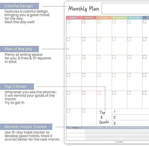Miniatura 2 de Calendario magnético para nevera, pizarra blanca, juego de calendario de refrigerador de borrado en seco (3 tableros), calendario semanal magnético