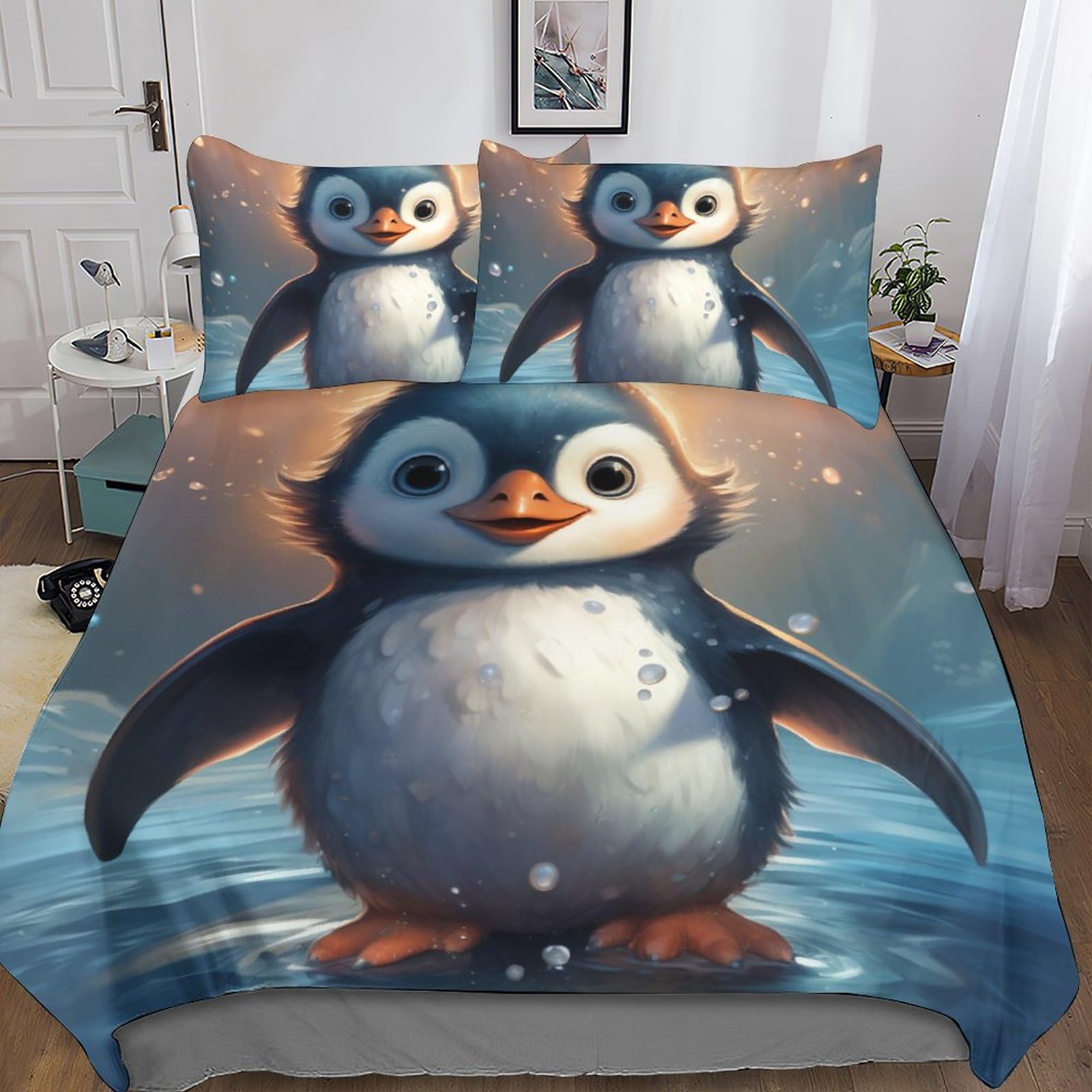 Parure de lit pingouin mignon pour créer une chambre cocooning polaire