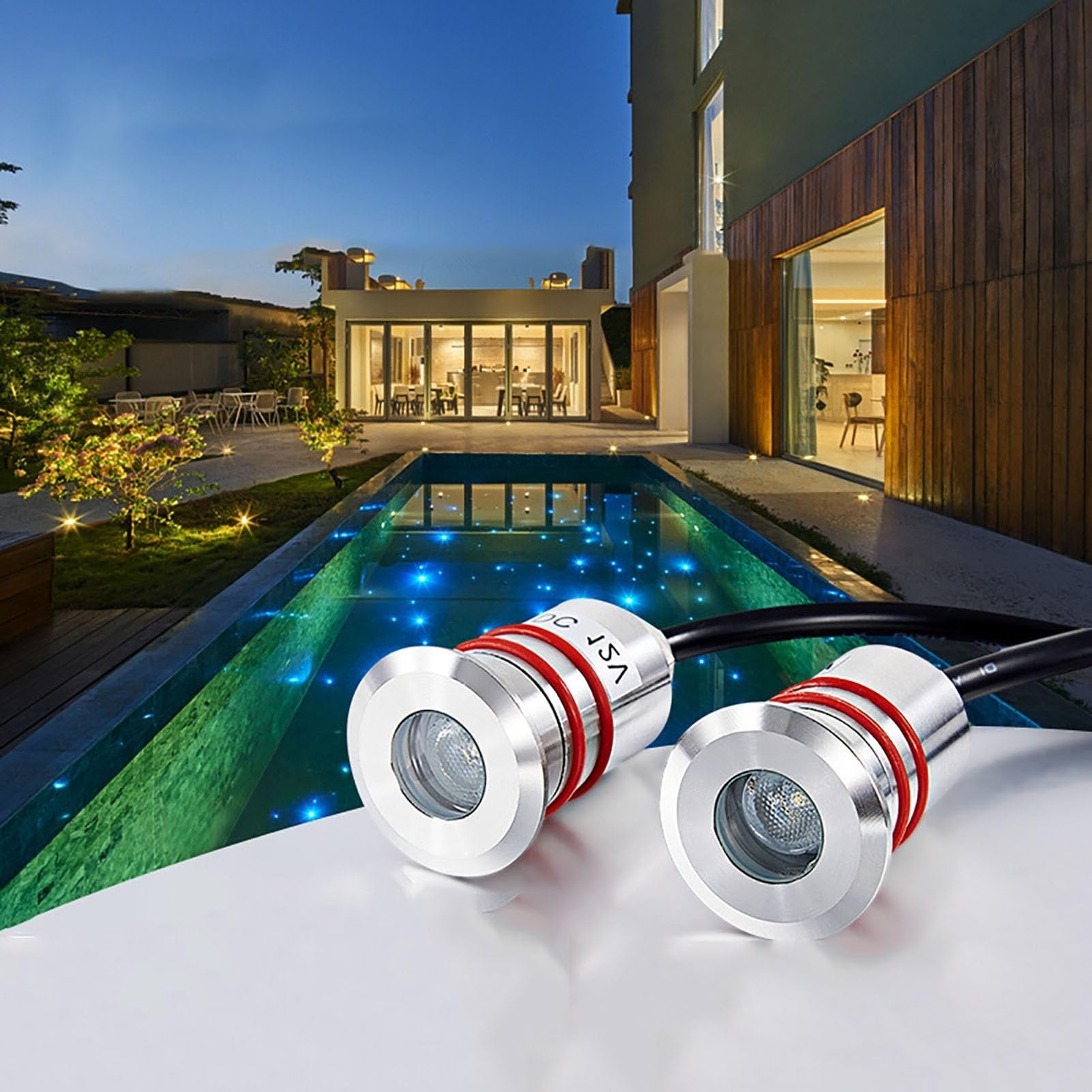 Mini reflektor LED do zabudowy, 1 W, wodoszczelny do użytku na zewnątrz, IP68, wodoodporny, do basenów i ścian, nadaje się do użytku na lądzie i pod wodą, łatwy montaż (biały, DC 12 V-32 mm)
