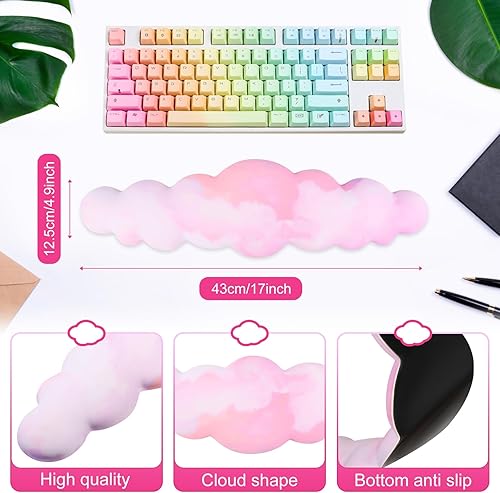 Miniatura 10 de VAIPI Reposamuñecas para teclado, almohadilla de piel sintética para teclado de nube, reposamuñecas con base antideslizante para aliviar el dolor de