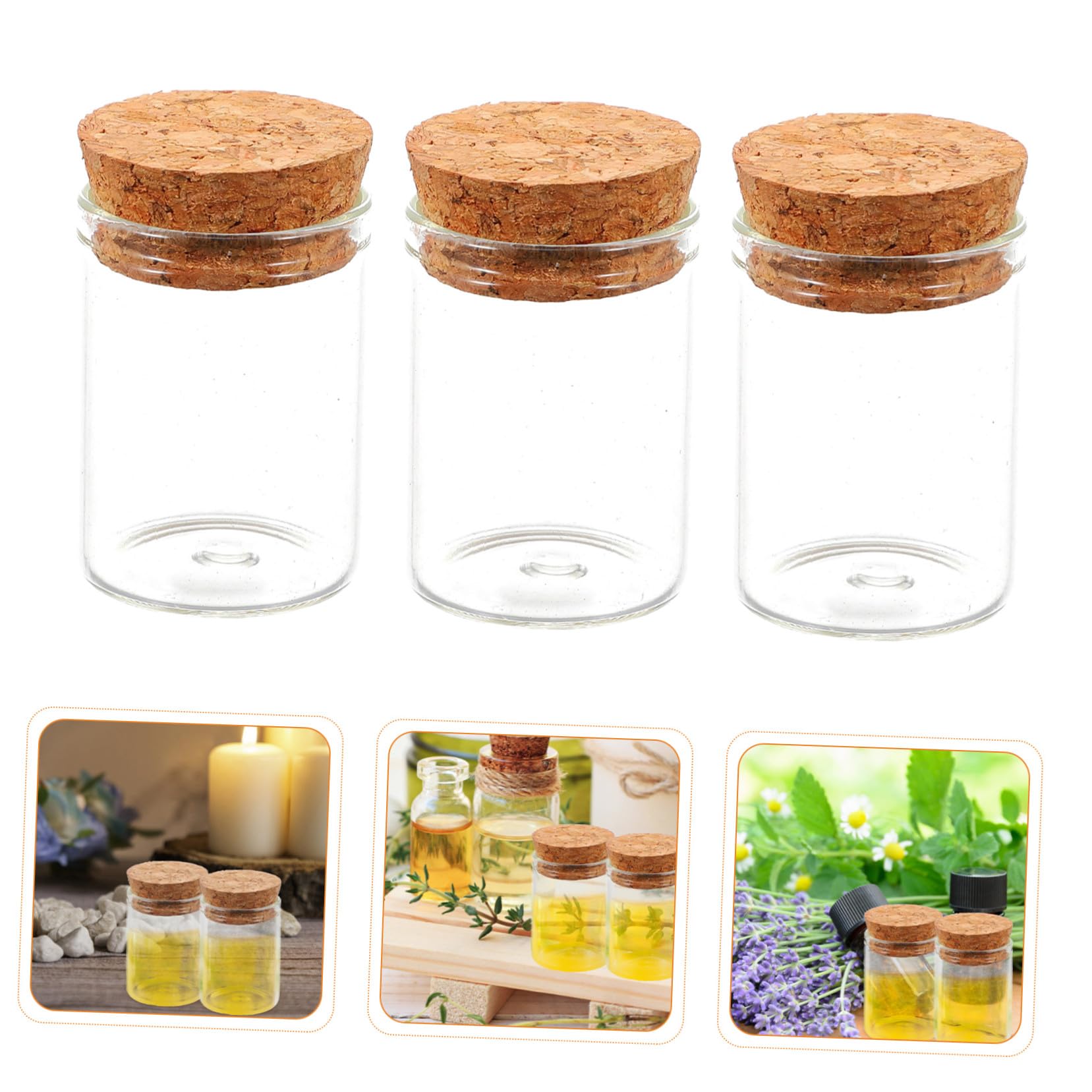 Mini Bottiglie di Vetro con Tappo di Sughero 15 Ml, Contenitori Trasparenti Ermetici in Vetro Borosilicato, per Decorazioni Matrimoni, Fai da Te, Bomboniere e Conservazione, Set da 48 Pezzi
