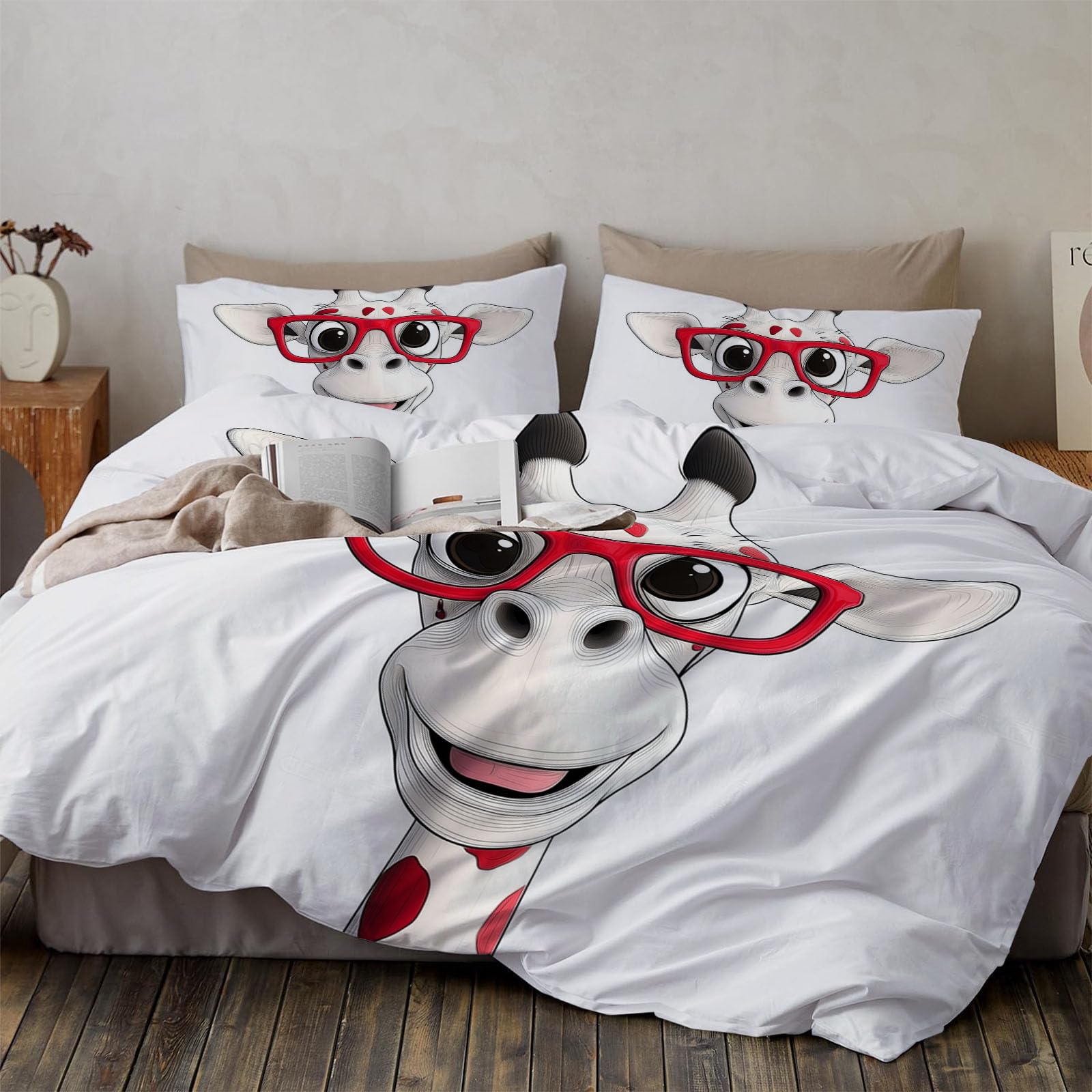 Parure de lit 240x260cm girafe pour remplacer le linge rêche et terne