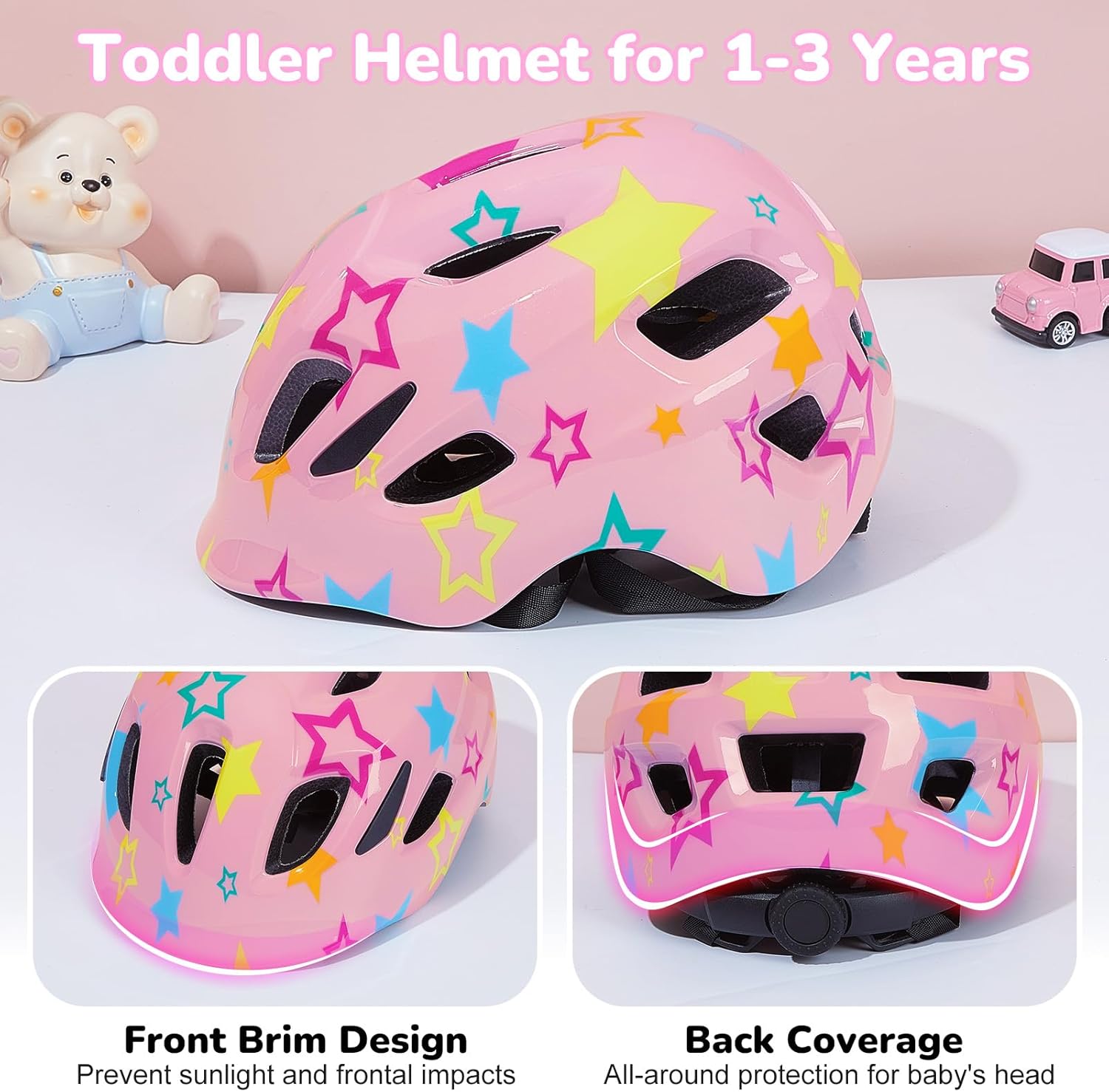 Toddler Helmet, Baby Infant Bike Helmets for Toddlers Girls Boys Age 1-3, Adjustable Toddler Bike Helmet, Kids Bicycle Helmets for Scooter Cycling Skateboard