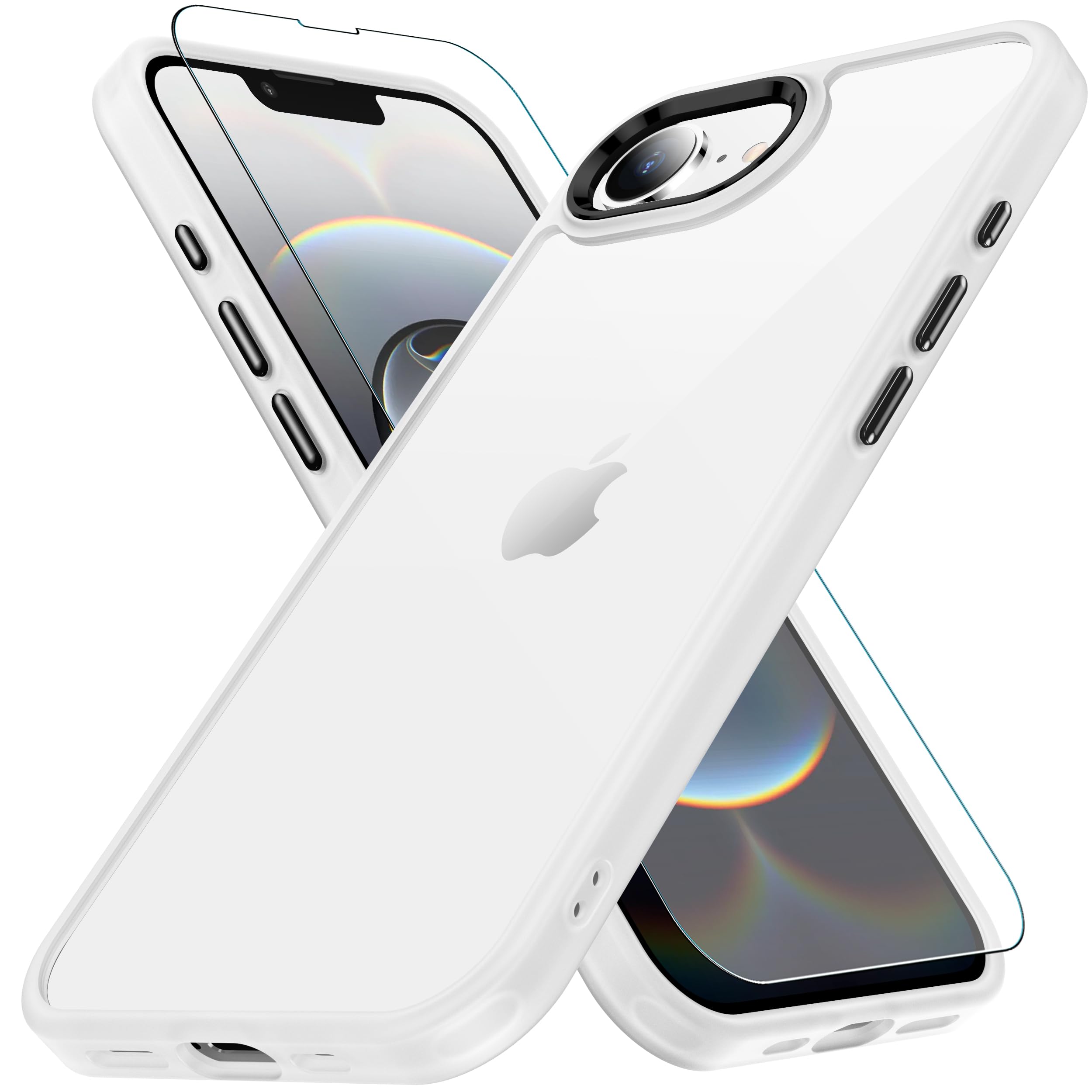 Apple iPhone 16e ホワイト クリアケースガラスフィルム付き Amazon.co.jp: iPhone 16e ケース ホワイト 耐衝撃 ガラス