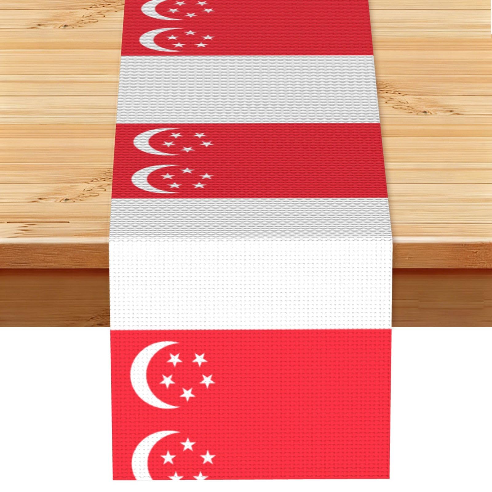Singapore Flag Linen Feel Table Runner Wedding Party Home Decoration