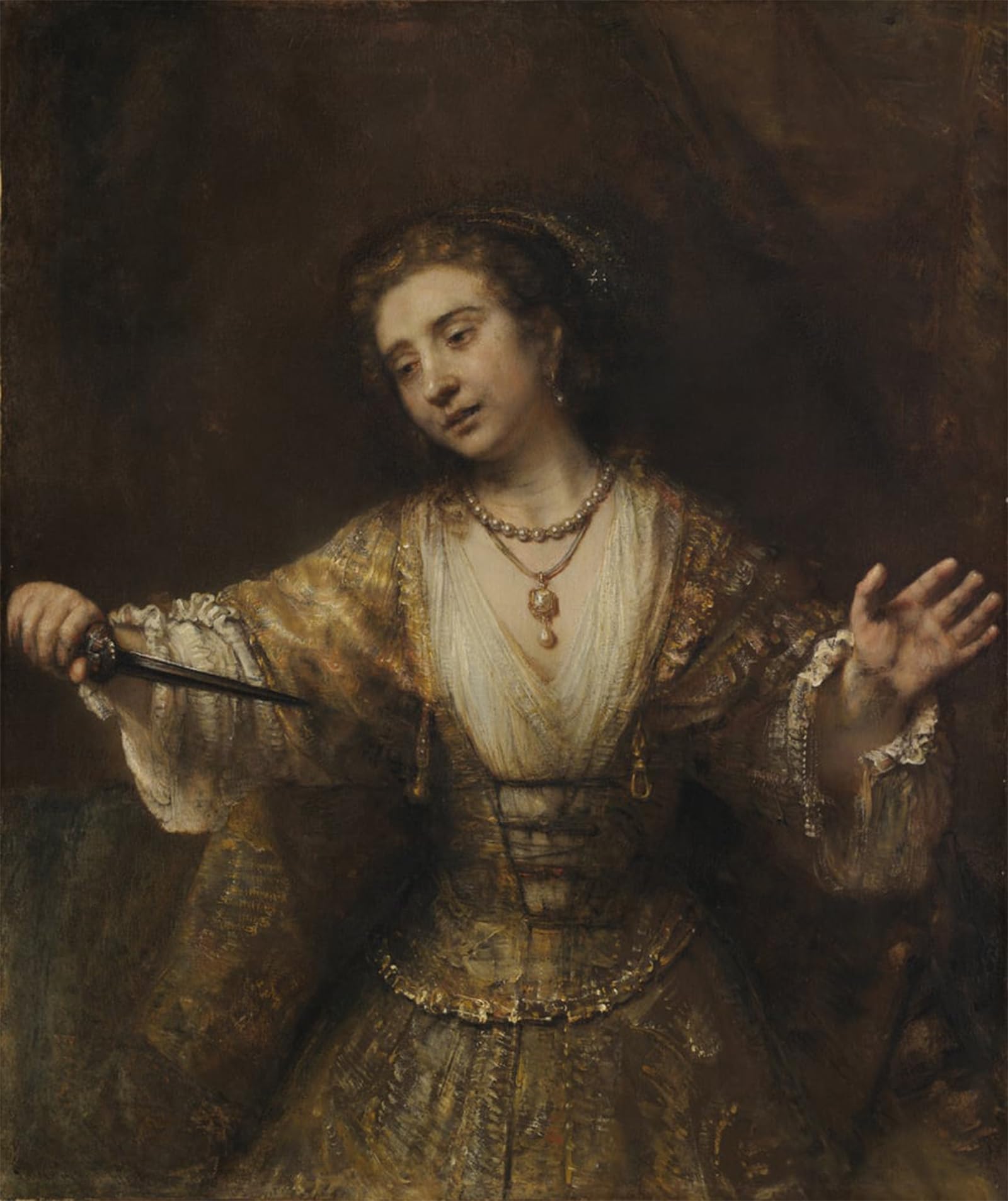 ARTXLXXBN Famous Print Painting Colorful Art Print Lucretia by Rembrandt van Rijn Canvas Art Decorations for Home Decor 60x90cm
