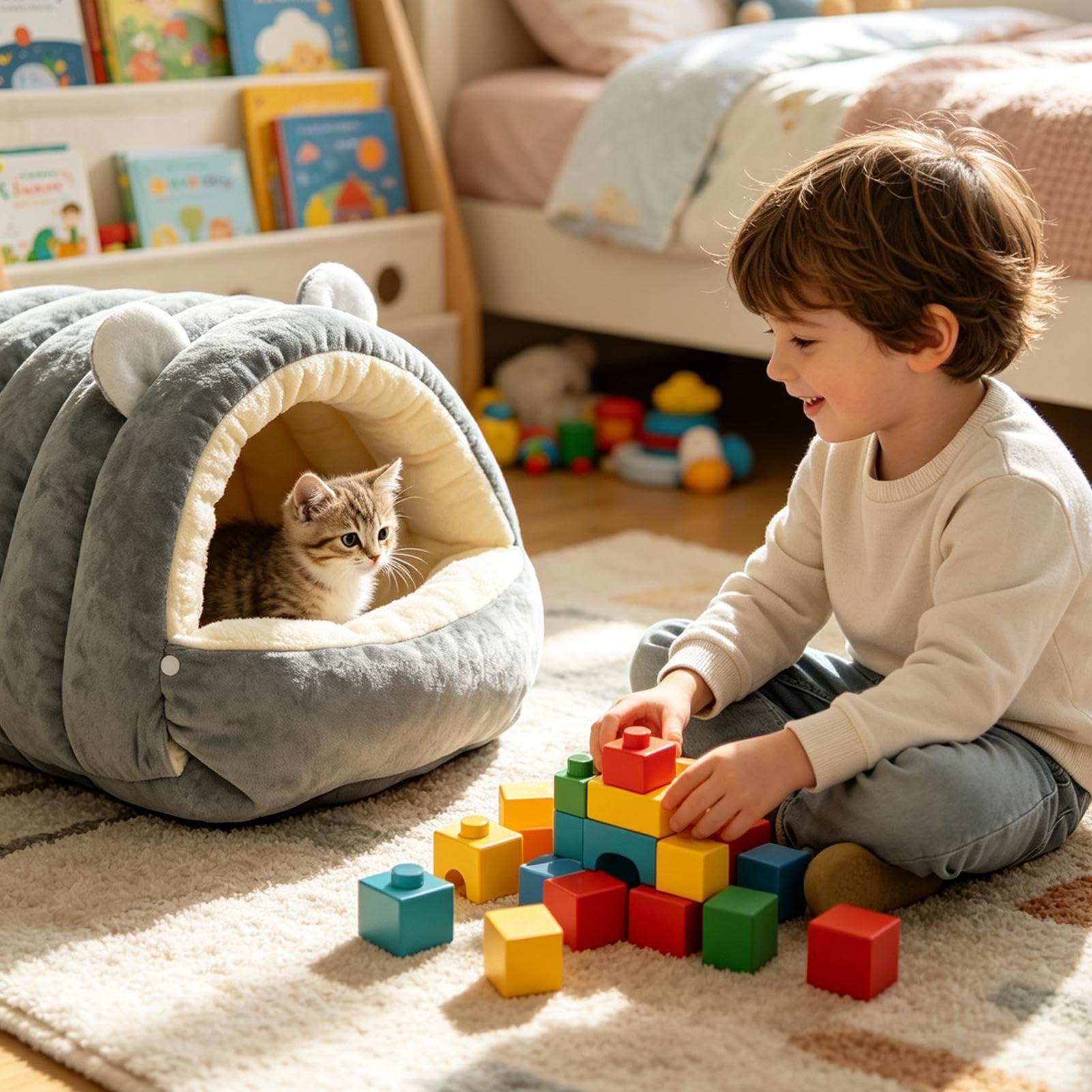 Niche grotte pour chien douce maison en dôme avec fermeture éclair chaude | Niche fermée pour chiens, chiots, animaux domestiques, intérieur, hiver, maison, salon, chambre, cuisine, canapé, voyage