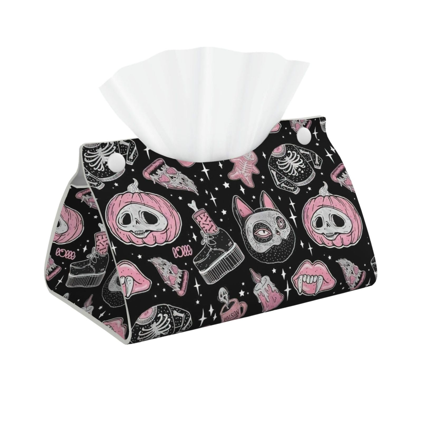 Halloween Pumpkin Cat Print Long Tissue Box Cover Tissue Dispenser Box For Living Room, Office, Car, Bathroom