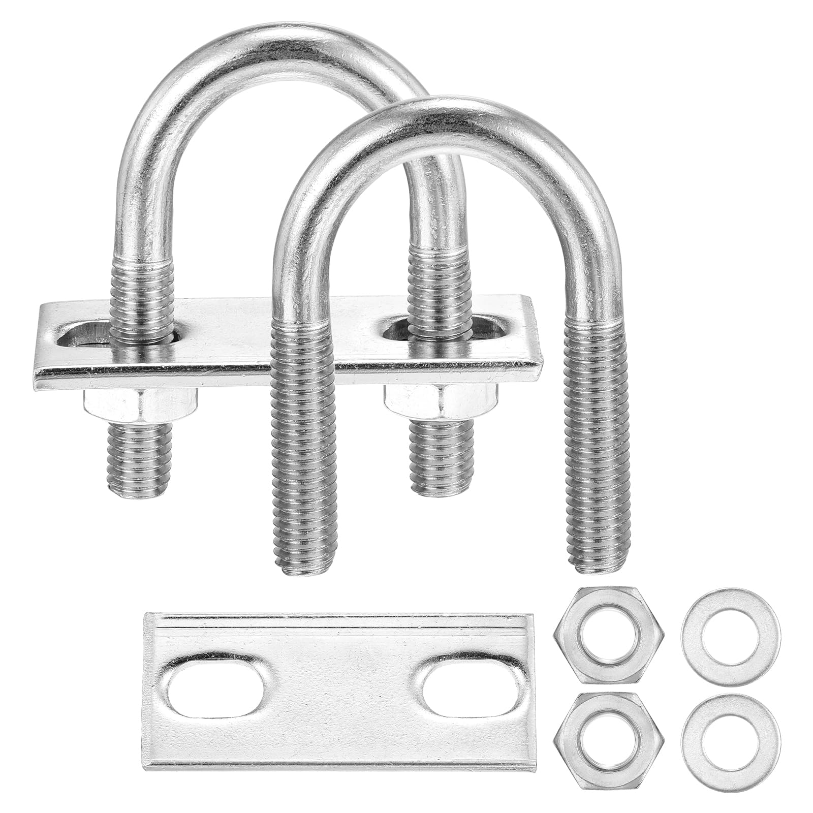 METALLIXITY U Bolts 2 Sets (5/16"(M8) x1.06"x2.12"), Round U Bolt Kits 304 Stainless Steel with Accessories - for Construction, Pipe, Trailer, Automotive, Leaf Spring Fastener