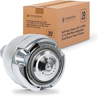 Niagara Conservation N2912CH Earth Spa 3-Spray with 1.25 GPM 2.7-in. Wall Mount Adjustable Fixed Shower Head in Chrome, 1-Pack | Bathroom Shower Head Sprayer with Pressure Compensation Technology