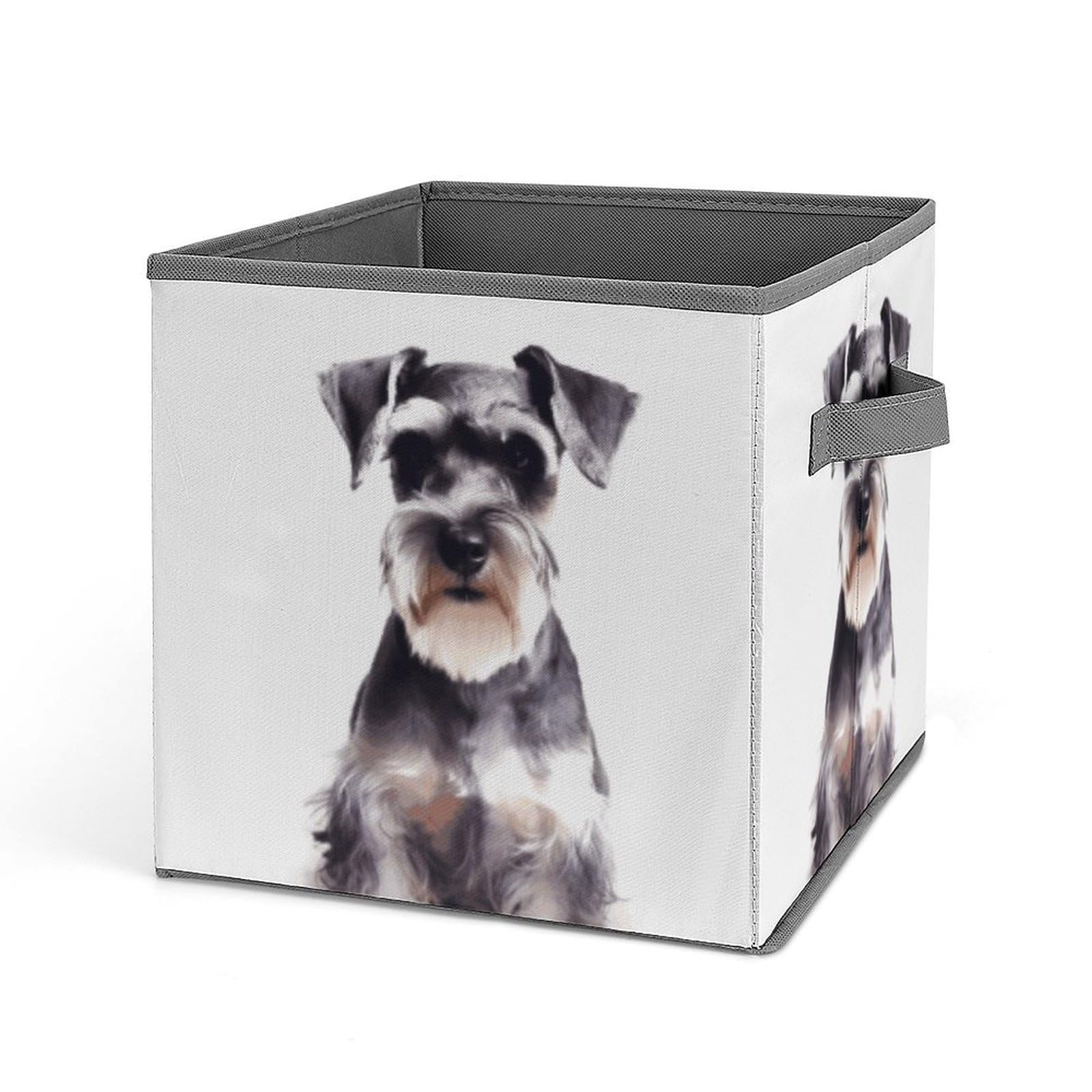 JTREHY Well-behaved Schnauzer Storage Bins Sturdy Large Capacity Folding Sorting Boxes Convenient Stable Storage Box Collapsible Fabric Storages Cubes Organizer with Handles