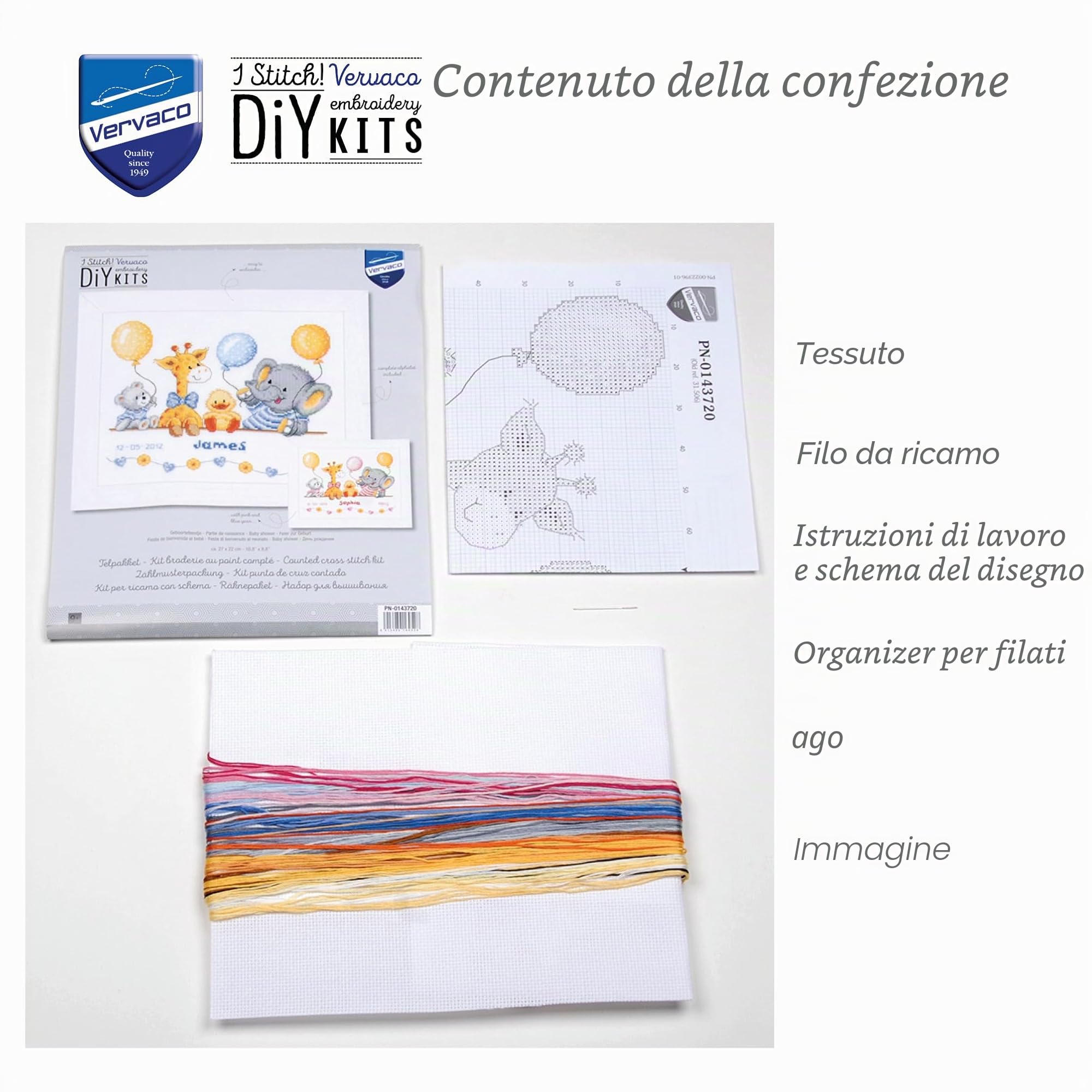 VERVACO Kit Punto Croce Contato Baby Shower II Annuncio Nascita Punto Croce ca. 27 x 22 cm Regalo Personalizzato Set Fai da Te attività Creative Adulti Benvenuto Bambino Cross Stitch