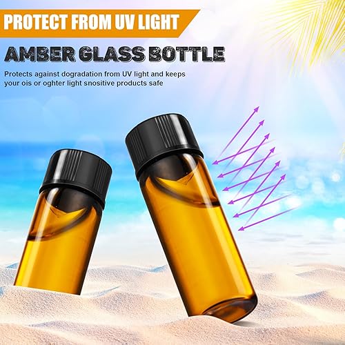 Miniatura 4 de Tanlade 100 botellas pequeñas de vidrio de 0.2 fl oz (1/6 onzas), botella de aceite esencial con tapas de rosca de plástico y embudo de plástico,